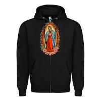 Black our lady of guadalupe leopard and roses Zipper Hoodie - BarkalooDesign