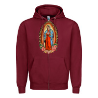 Burgundy our lady of guadalupe leopard and roses Zipper Hoodie - BarkalooDesign