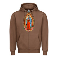Chestnut our lady of guadalupe leopard and roses Zipper Hoodie - BarkalooDesign