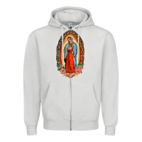 Dove Grey our lady of guadalupe leopard and roses Zipper Hoodie - BarkalooDesign