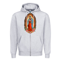 Heather Grey our lady of guadalupe leopard and roses Zipper Hoodie - BarkalooDesign