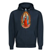 Navy our lady of guadalupe leopard and roses Zipper Hoodie - BarkalooDesign