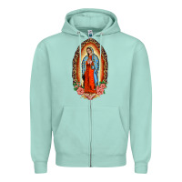 Seafoam our lady of guadalupe leopard and roses Zipper Hoodie - BarkalooDesign