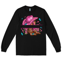 Black pink cowgirl hat and roses Long Sleeve Tee - AdoDesignShop