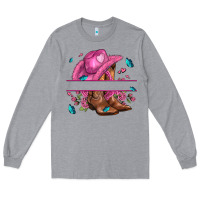 Heather Grey pink cowgirl hat and roses Long Sleeve Tee - AdoDesignShop
