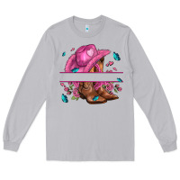Moon Dust pink cowgirl hat and roses Long Sleeve Tee - AdoDesignShop