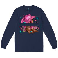 Navy pink cowgirl hat and roses Long Sleeve Tee - AdoDesignShop