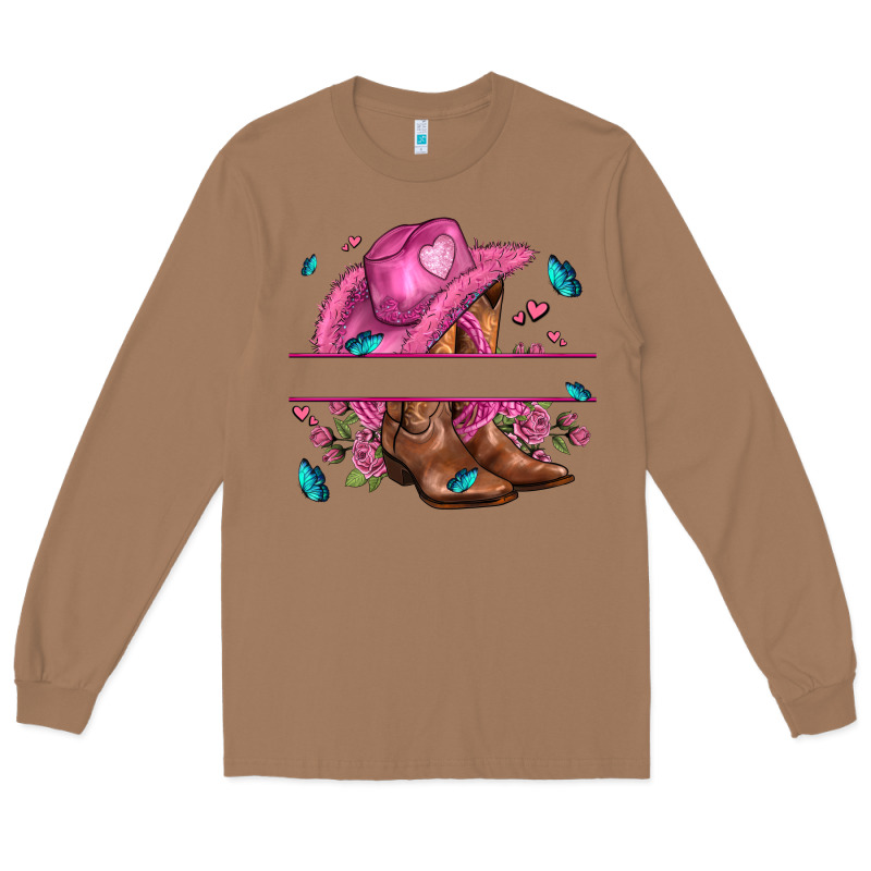 Pink Cowgirl Hat And Roses Long Sleeve Tee by AdoDesignShop | Teevron