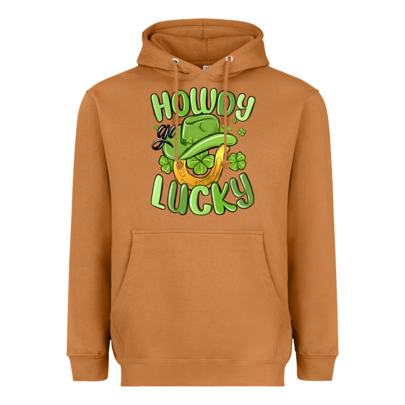 Howdy Go Lucky St Patrics Day Heavyweight Hoodie by MaliasSmallBusiness | Teevron