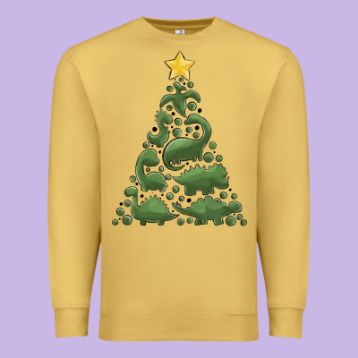 Dinosaur Christmas Tree Premium Sweatshirt Designed By Maliassmallbusiness
