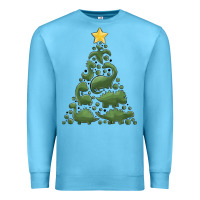 Ocean Blue dinosaur christmas tree Premium Sweatshirt - MaliasSmallBusiness