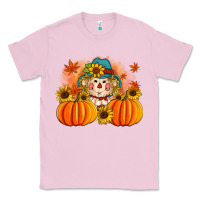 Bubblegum Pink fall scarecrow with pumpkins Classic Tee - Artiststas