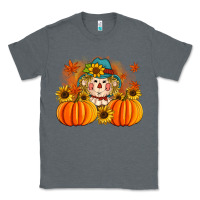 Charcoal Heather fall scarecrow with pumpkins Classic Tee - Artiststas