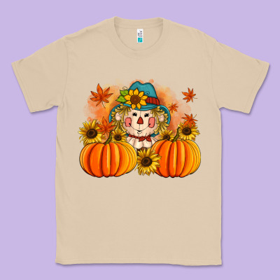 Fall Scarecrow With Pumpkins Classic Tee Designed By Artiststas