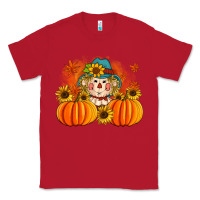 Red fall scarecrow with pumpkins Classic Tee - Artiststas