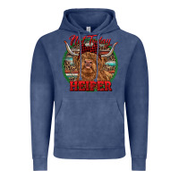 Vintage Denim Highland Heifer Christmas Vintage Hoodie - RanaPortraitStore