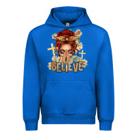 Cobalt Red Hair Believe Praying Caucasian Messy Bun Urban Hoodie - texasbilliewilder