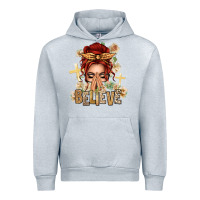 Heather Grey Red Hair Believe Praying Caucasian Messy Bun Urban Hoodie - texasbilliewilder