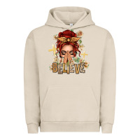 Pigment French Oak Red Hair Believe Praying Caucasian Messy Bun Urban Hoodie - texasbilliewilder