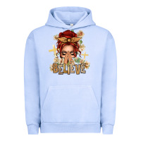 Pigment Grape Ice Red Hair Believe Praying Caucasian Messy Bun Urban Hoodie - texasbilliewilder