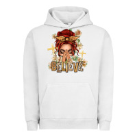 Pigment Lunar Rock Red Hair Believe Praying Caucasian Messy Bun Urban Hoodie - texasbilliewilder