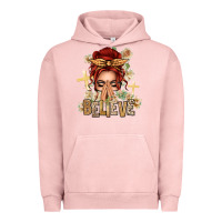 Pigment Salmon Red Hair Believe Praying Caucasian Messy Bun Urban Hoodie - texasbilliewilder