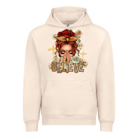 Sandshell Red Hair Believe Praying Caucasian Messy Bun Urban Hoodie - texasbilliewilder