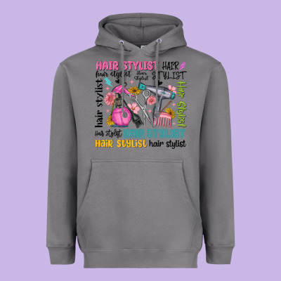 Hair Stylist Typography Heavyweight Hoodie Designed By Maliassmallbusiness