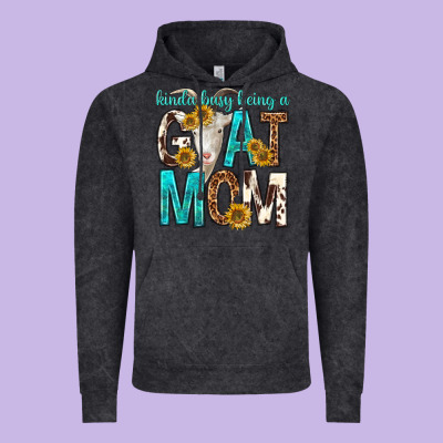 Kinda Busy Being A Goat Mom Vintage Hoodie Designed By Texasbilliewilder