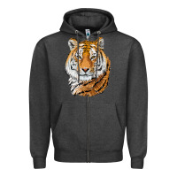 Charcoal Heather Tiger Head Zipper Hoodie - LillyAllenDesigns