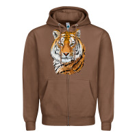 Chestnut Tiger Head Zipper Hoodie - LillyAllenDesigns