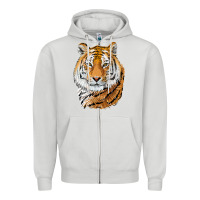 Dove Grey Tiger Head Zipper Hoodie - LillyAllenDesigns