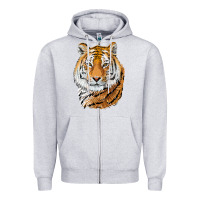 Heather Grey Tiger Head Zipper Hoodie - LillyAllenDesigns