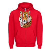 Red Tiger Head Zipper Hoodie - LillyAllenDesigns