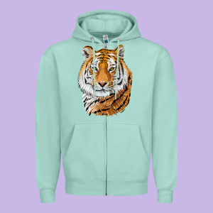 Tiger Head Zipper Hoodie Designed By Lillyallendesigns