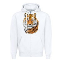 White Tiger Head Zipper Hoodie - LillyAllenDesigns