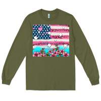 Army Green american flag and teeth with flowers Long Sleeve Tee - AdoDesignShop