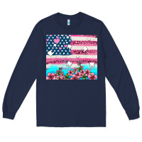 Navy american flag and teeth with flowers Long Sleeve Tee - AdoDesignShop