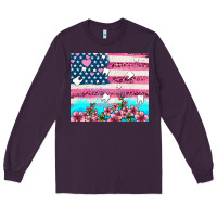 Plum american flag and teeth with flowers Long Sleeve Tee - AdoDesignShop
