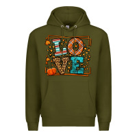 Army Green Fall Autumn Leopard Love Premium Hoodie - LillyAllenDesigns