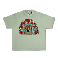 Oil Green brown baby cow floral rose rainbow Urban Heavy Tee - BarkalooDesign
