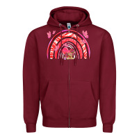 Burgundy valentines day rainbow with heart Zipper Hoodie - NancyCooperArtShop