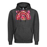 Charcoal Heather valentines day rainbow with heart Zipper Hoodie - NancyCooperArtShop