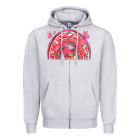 Heather Grey valentines day rainbow with heart Zipper Hoodie - NancyCooperArtShop