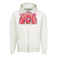 Oatmeal Heather valentines day rainbow with heart Zipper Hoodie - NancyCooperArtShop