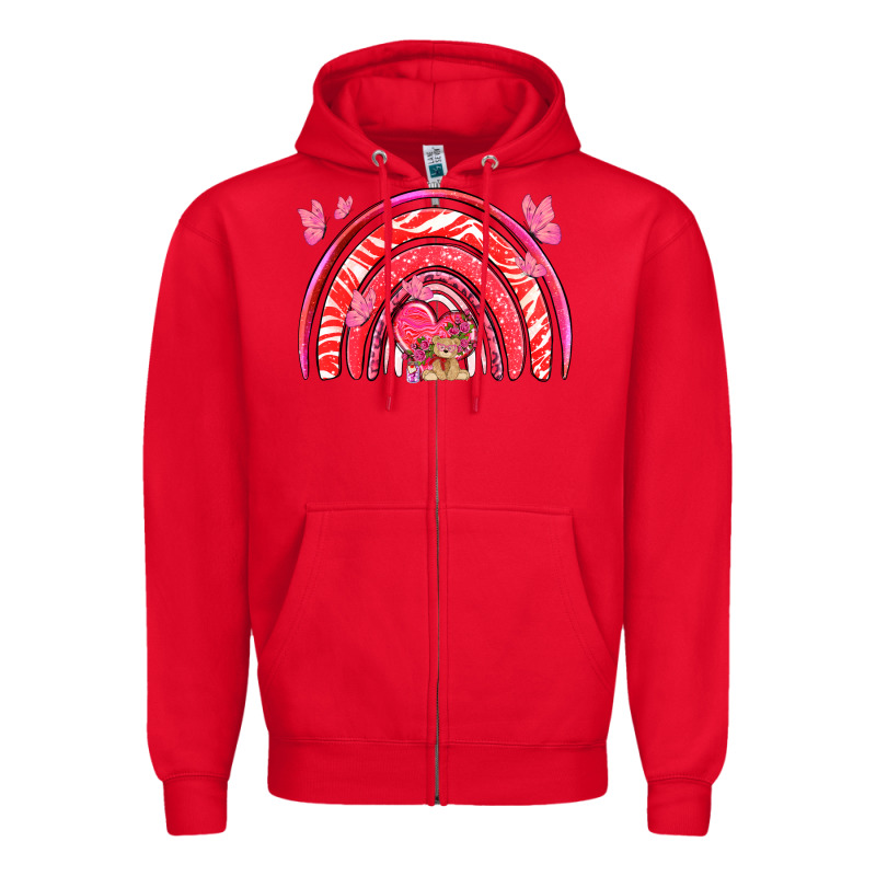 Valentines Day Rainbow With Heart Zipper Hoodie by NancyCooperArtShop | Teevron
