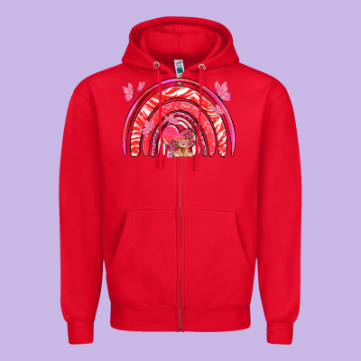 Valentines Day Rainbow With Heart Zipper Hoodie Designed By Nancycooperartshop