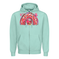 Seafoam valentines day rainbow with heart Zipper Hoodie - NancyCooperArtShop