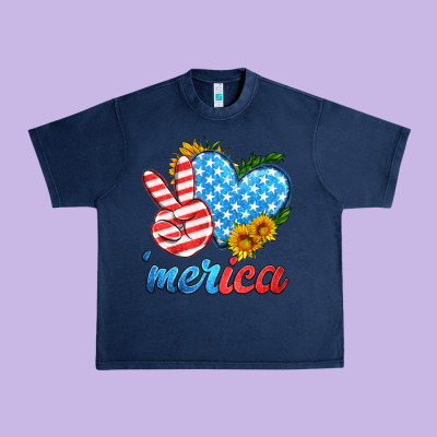 America With Heart Urban Heavy Tee Designed By Hra Design Shop