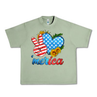 Oil Green america with heart Urban Heavy Tee - HRA Design Shop